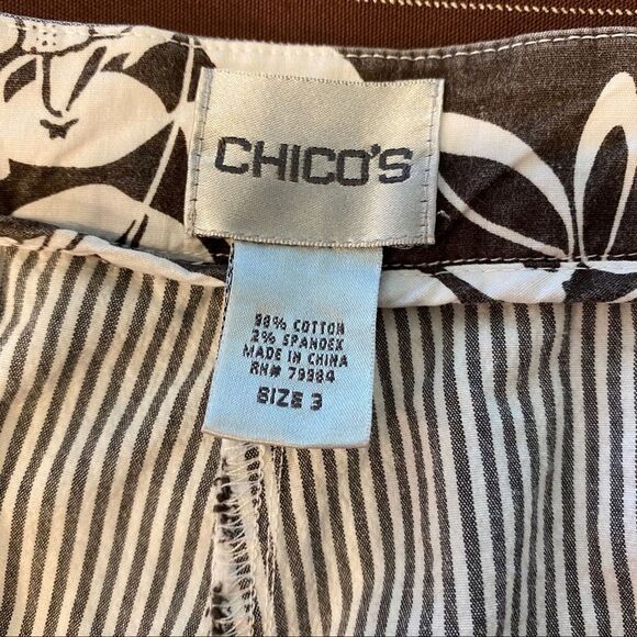 Chicos Seersucker Capris Baggy Cotton-Spandex Pockets Elastic Waist size 3 (XL) - Picture 9 of 11